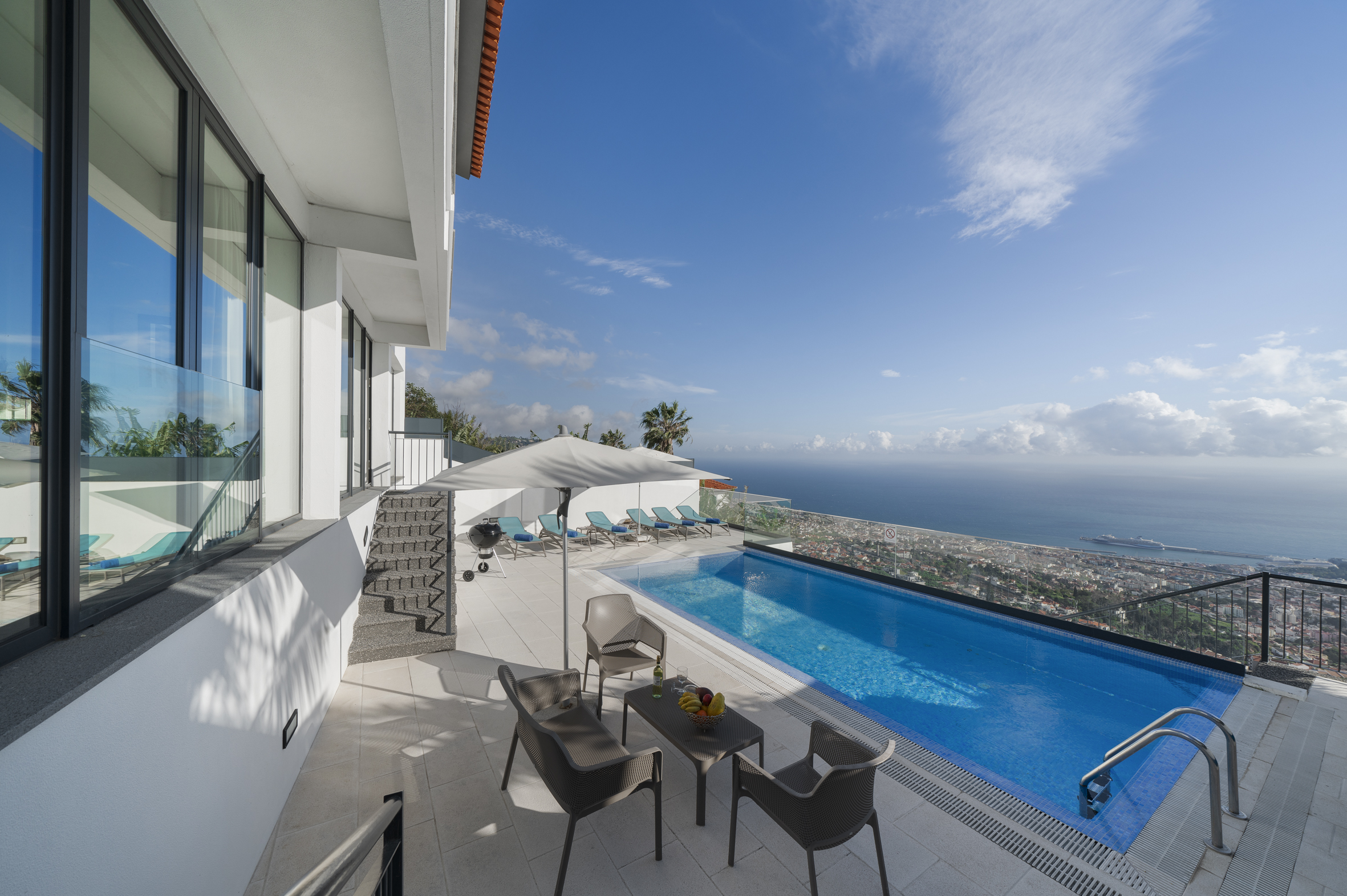 Ourmadeira Villas In Madeira With The Monte White House Panoramic View Over The Swimming Pool Over Funchal And The Sea