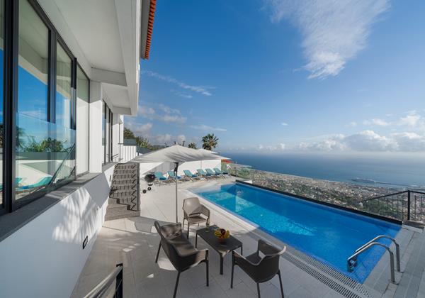 Ourmadeira Villas In Madeira With The Monte White House Panoramic View Over The Swimming Pool Over Funchal And The Sea
