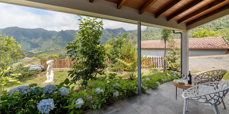 The Lovely Covered Veranda With Beautiful Views Of The Surrounding Mountains Of Sao Vicente At Casa Hortencia By Ourmadeira