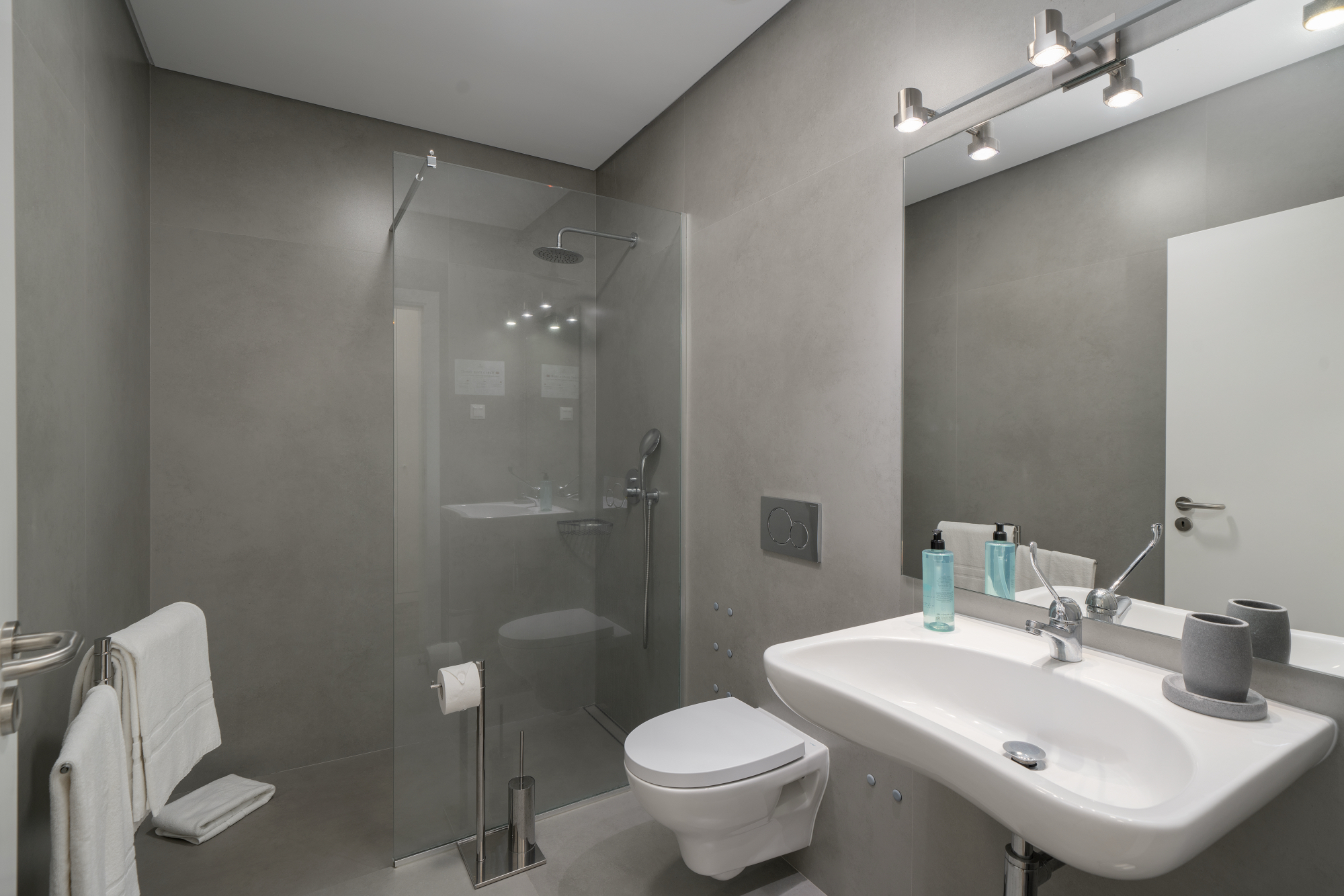 The Walk In Shower And Toilet And Washbasin At Babosas Village Garden Apartment 33 By Ourmadeira