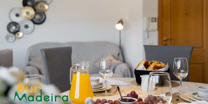 A Closer Look Of The Dining Table At Alamos Uptown Apartment In Funchal By Ourmadeira