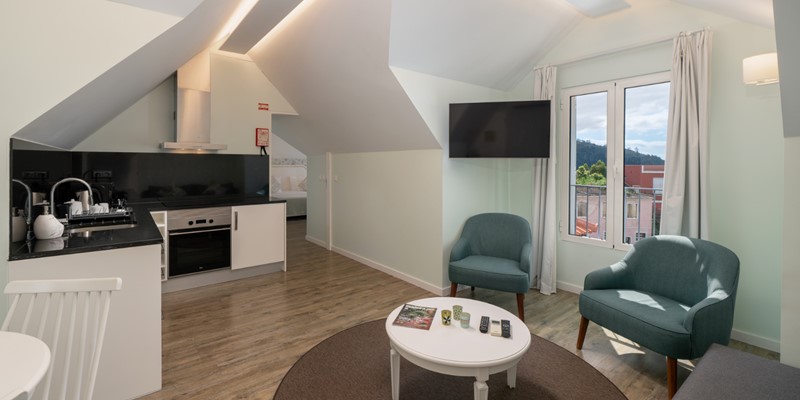 Babosas Village By Ourmadeira Loft Suite Open Space Living Area And Kitchenette