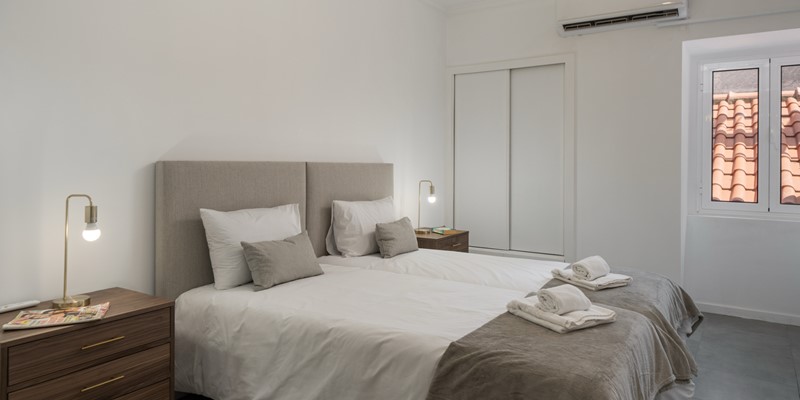 The Twin Comfortable Beds And Air Conditioning At Apartamentos Taberna Studio 2 By Ourmadeira